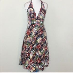 J. Crew Factory Patchwork Plaid Halter Dress - labeled as 4 fits like a 2.